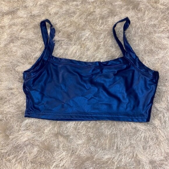 blue metallic crop top - Picture 2 of 3